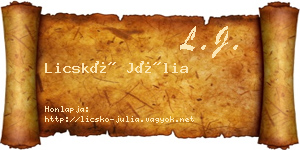 Licskó Júlia névjegykártya