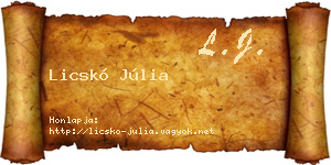 Licskó Júlia névjegykártya